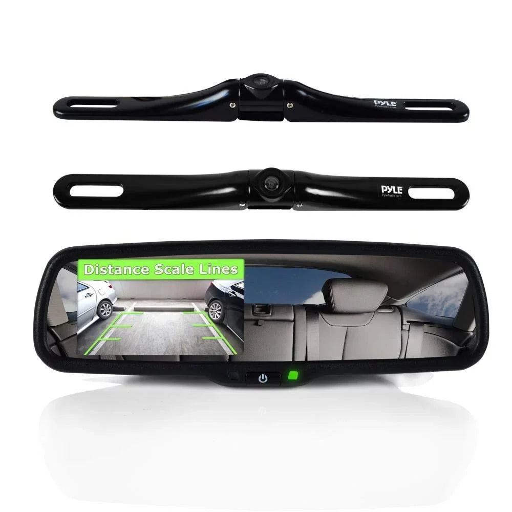 PYLE PLCM4550 - Backup Car Camera Rear View Mirror Screen Monitor System with Parking & Reverse Safety Distance Scale Lines