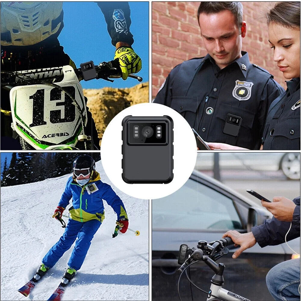 JLLOM Night Vision Camcorder - Mini Police Body Camera with 1080P Audio Video DVR and HD 2k Recording