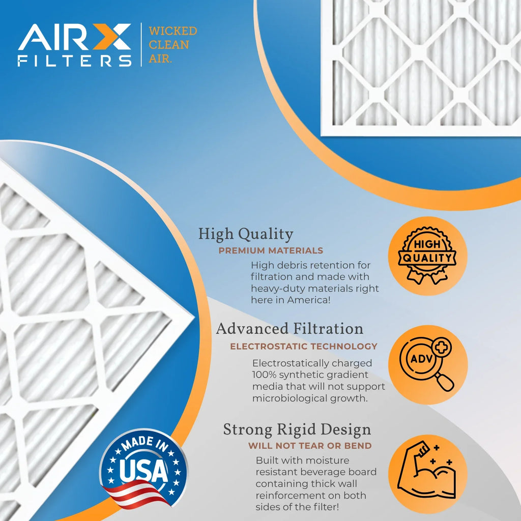 12x24x1 Air Filter MERV 13 Comparable to MPR 1500 - 2200 & FPR 9 Electrostatic Pleated Air Conditioner Filter 4 Pack HVAC AC Premium USA Made 12x24x1 Furnace Filters by AIRX FILTERS WICKED CLEAN AIR.