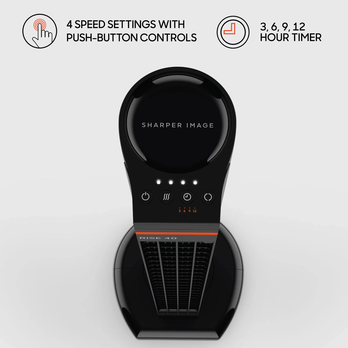 Sharper Image RISE 40 Oscillating Tower Fan with 4 Speeds and Remote Control