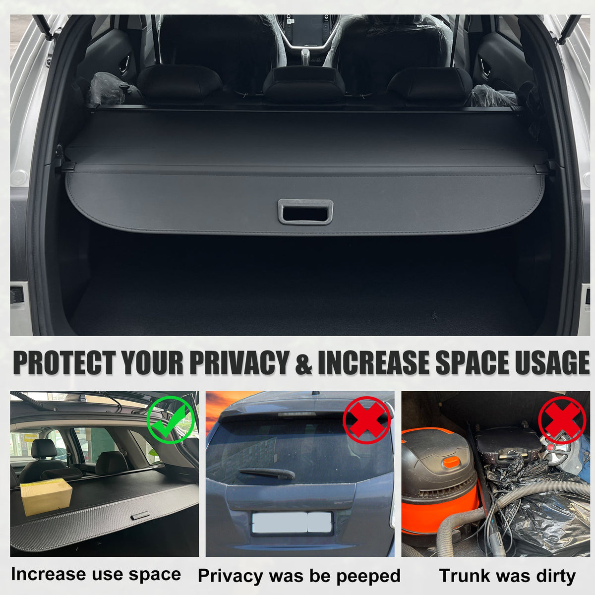 Unique Bargains Retractable Cargo Cover for Subaru Forester 2019-2023 Waterproof Non Slip SUV Rear Trunk Shielding Shade
