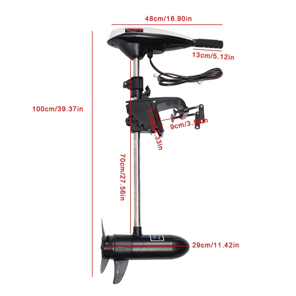 HANGKAI 12V 45LBS Electric Boat Motor Outboard Trolling Motor Engine Heavy Duty