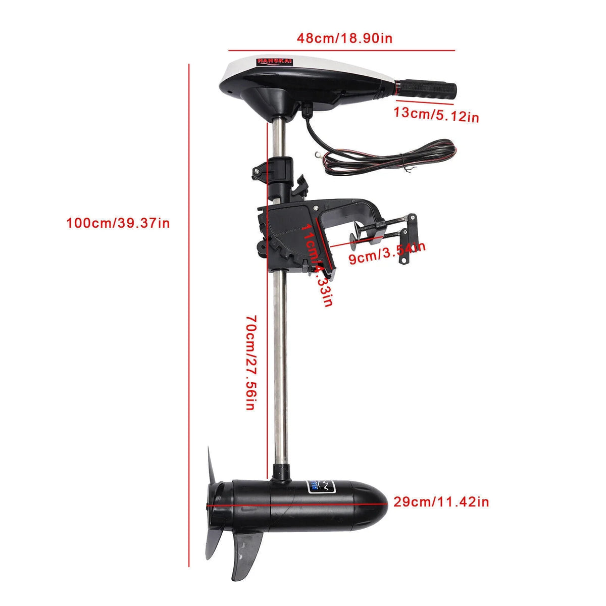 HANGKAI 12V 45LBS Electric Boat Motor Outboard Trolling Motor Engine Heavy Duty