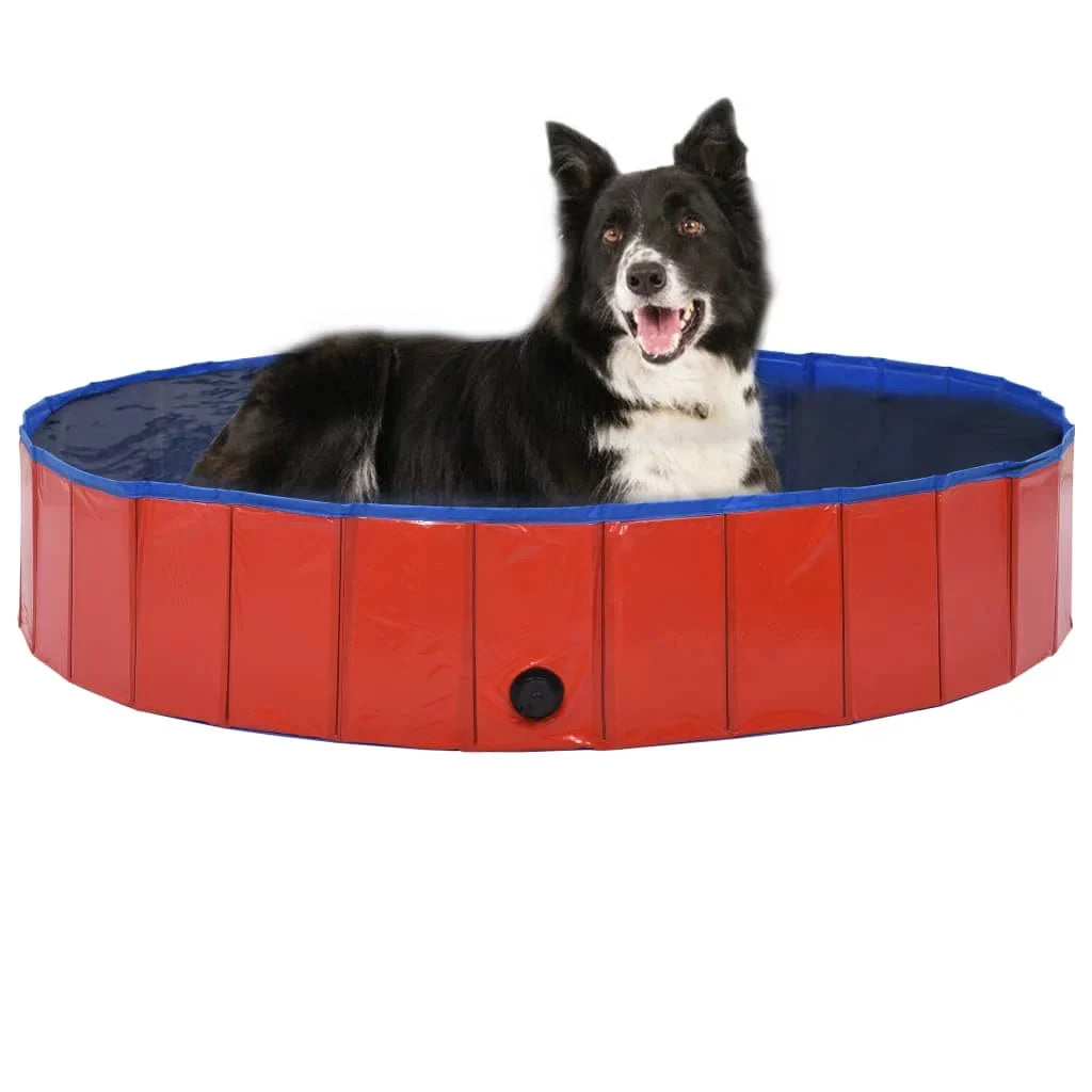 Foldable Dog Swimming Pool Red 63"x11.8" Polymer