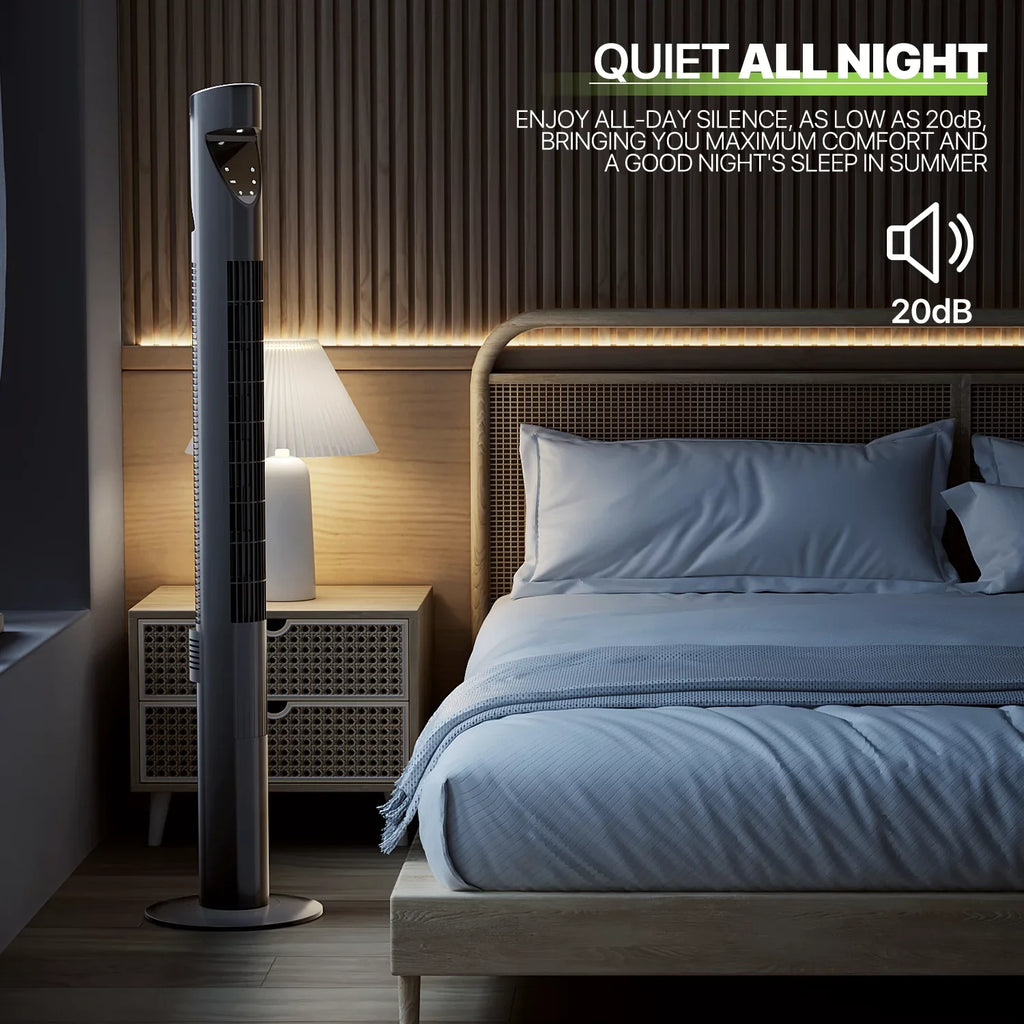3-Speeds Tower Fan w/Remote & LED 47"Oscillating Bladeless Low Noise Fan USA