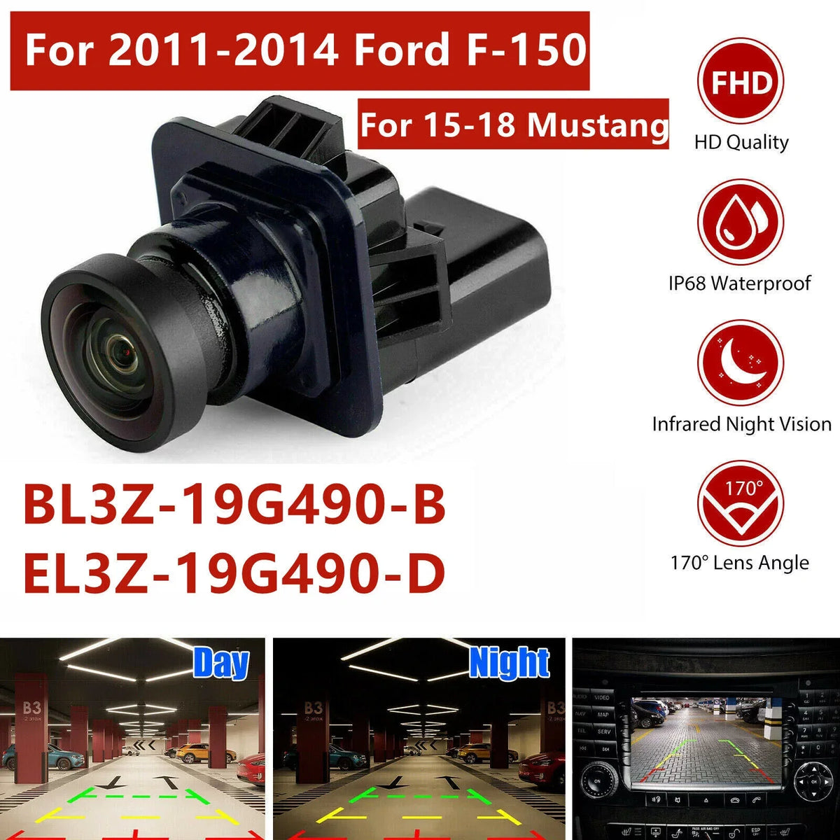 For 2012 2013 2014 Ford F-150 Rear View Camera Back Up Safety Camera BL3Z19G490B US