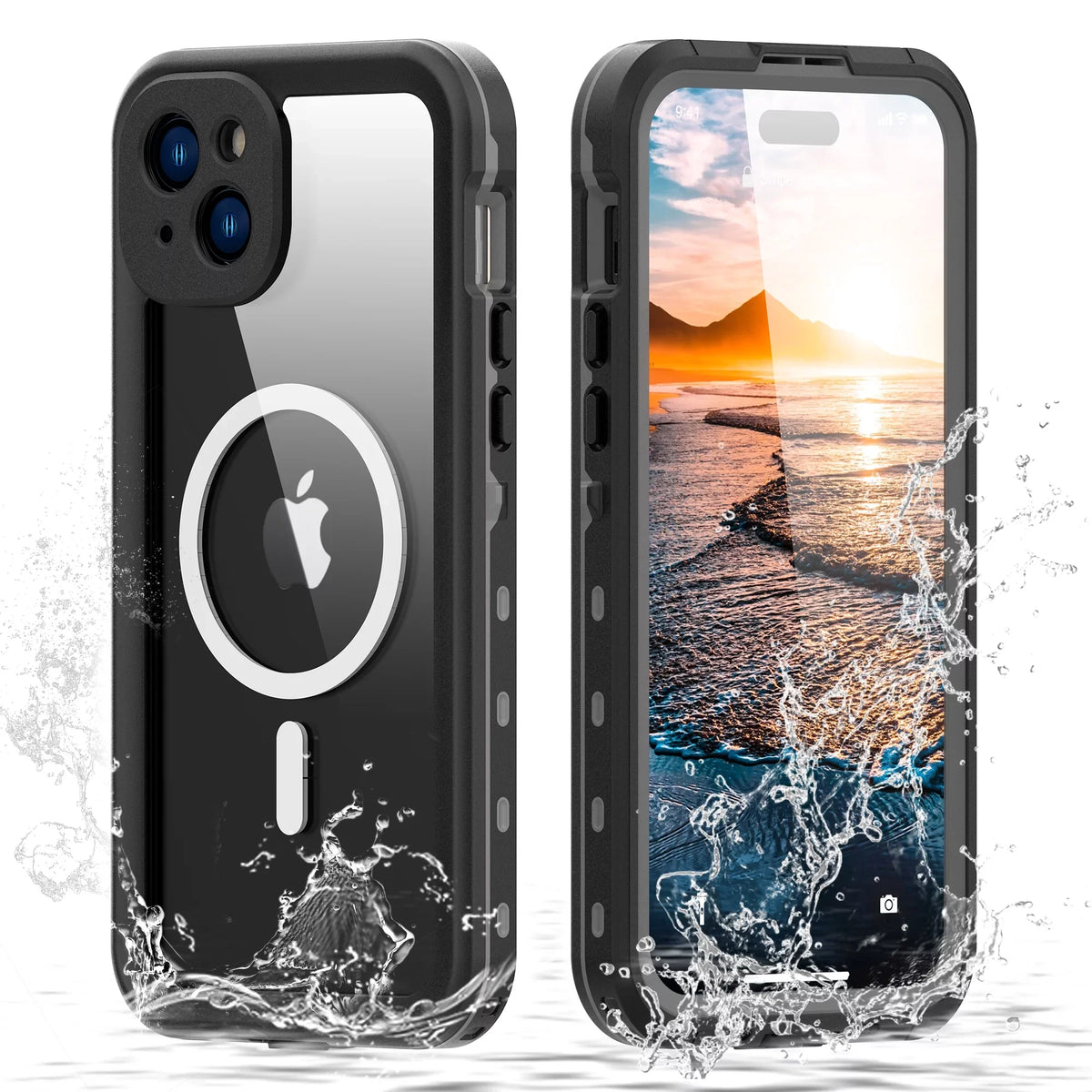 ELEHOLD for iPhone 15 Plus Waterproof Case, Built-in Screen Protector Full-Body Rugged Shockproof Military Drop Proof IP68 Underwater Heavy Duty Magnetic Case for iPhone 15 Plus - 6.7inch,Black