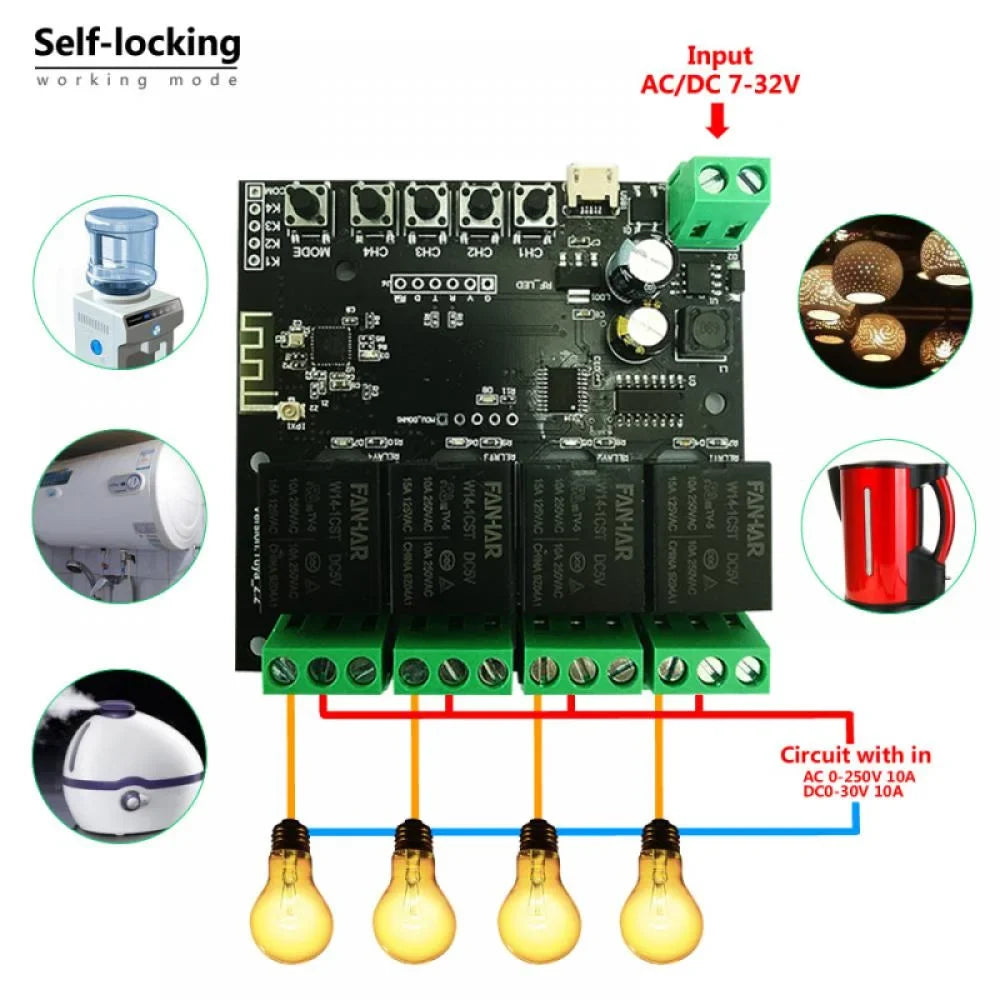WiFi Relay Tuya Smart Switch Module 12V Smart life APP Remote Control Timer DIY Inching Self-Locking Work with Alexa Google Home