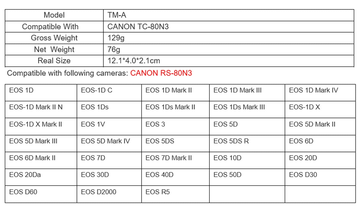 JJC TM-A Intervalometer Timer Remote Shutter Cord for Canon EOS 1D 1D C 1D Mark II III IV II N 1Ds Mark II III 1D X 1D X Mark II 5D Mark II III IV 5DS 5DS R 6D 6D Mark II 7D 7D Mark II 50D EOS R5