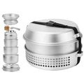 Htovila Camping Stove Kit, 10pcs Camping Pot Pan Stove Set for Cooking Backpacking, Portable Kitchenware for Adventures