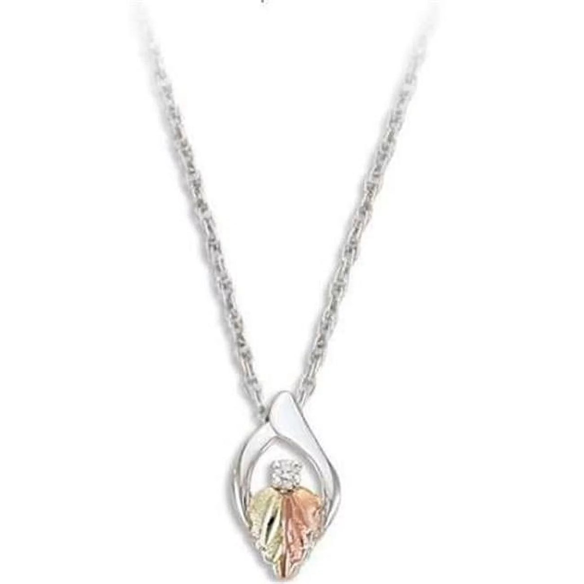 Black Hills Gold Sterling Silver Pendant with Diamond - 0.33 x 0.56 in.