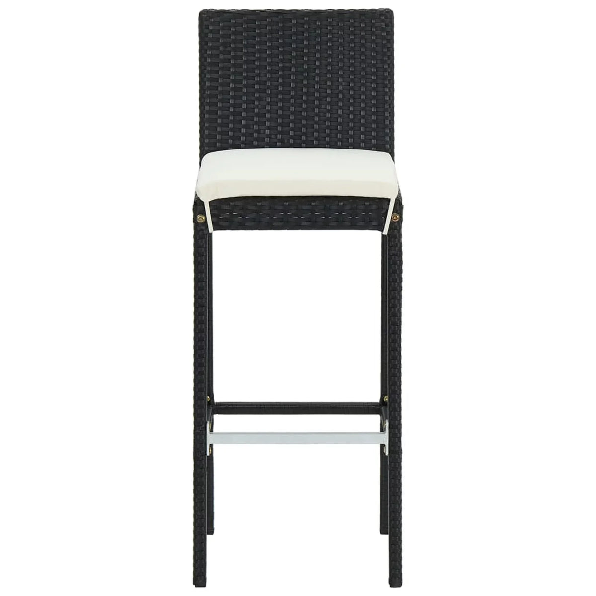 Anself 3 Piece Patio Bar Set Bar Table and 2 Cushioned Bar Stool Chair with Footrest and Backrest Black Poly Rattan for Patio, Balcony, Garden, Backyard, Outdoor Furniture
