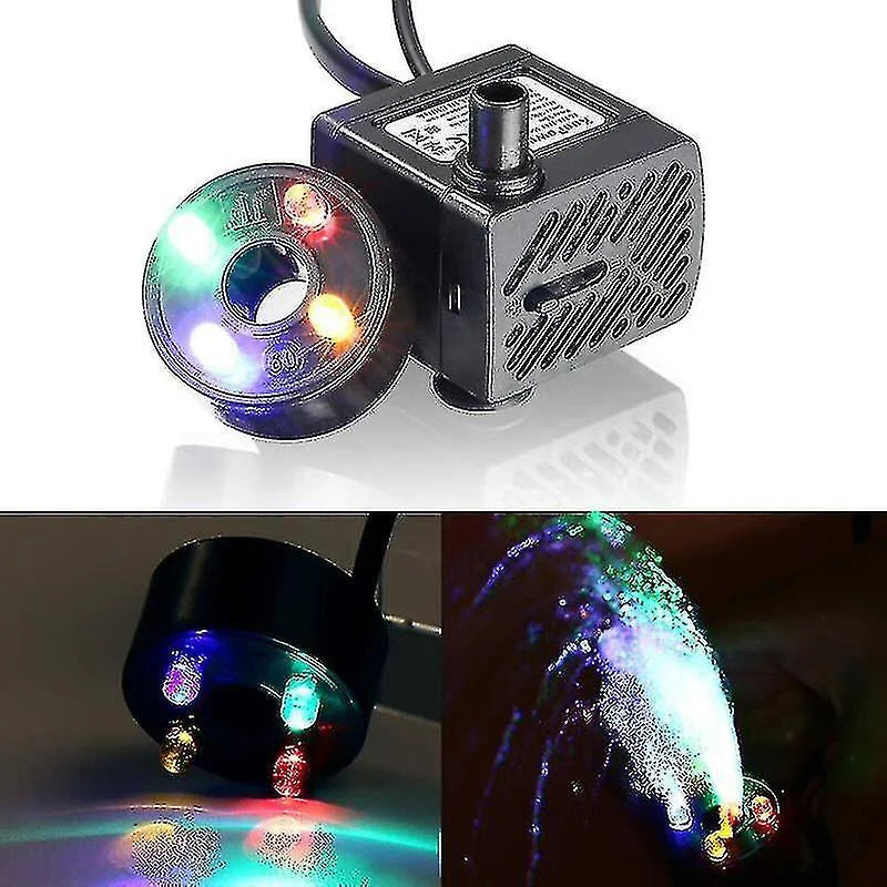 Mini Water Pump With Led, 180l/h, 3.5w, Small Aquarium, Garden, Well, Garden Pond, Water Fountain Pump