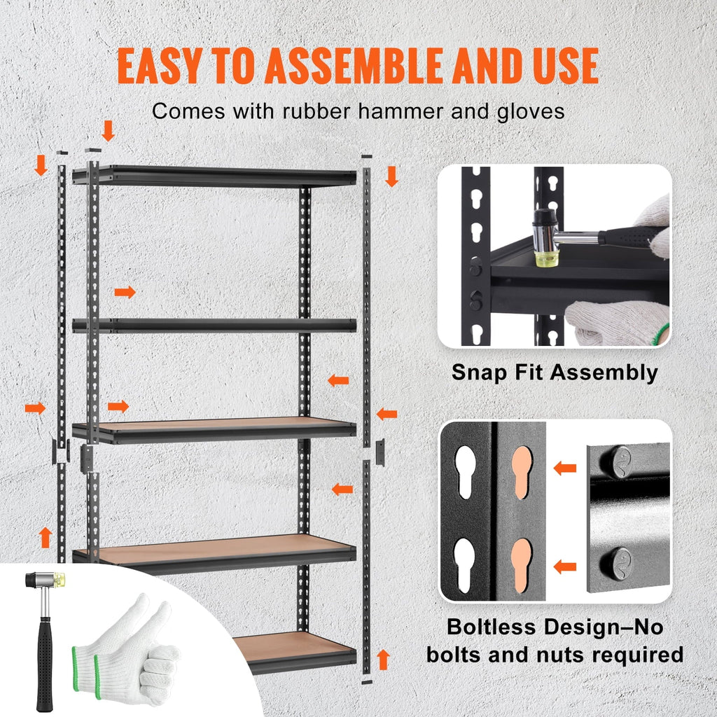 BENTISM Storage Shelving Unit 72 in. H x 48 in. W x 18 in. D ,Garage Storage Rack 5-Tier Adjustable 2000 lbs Load