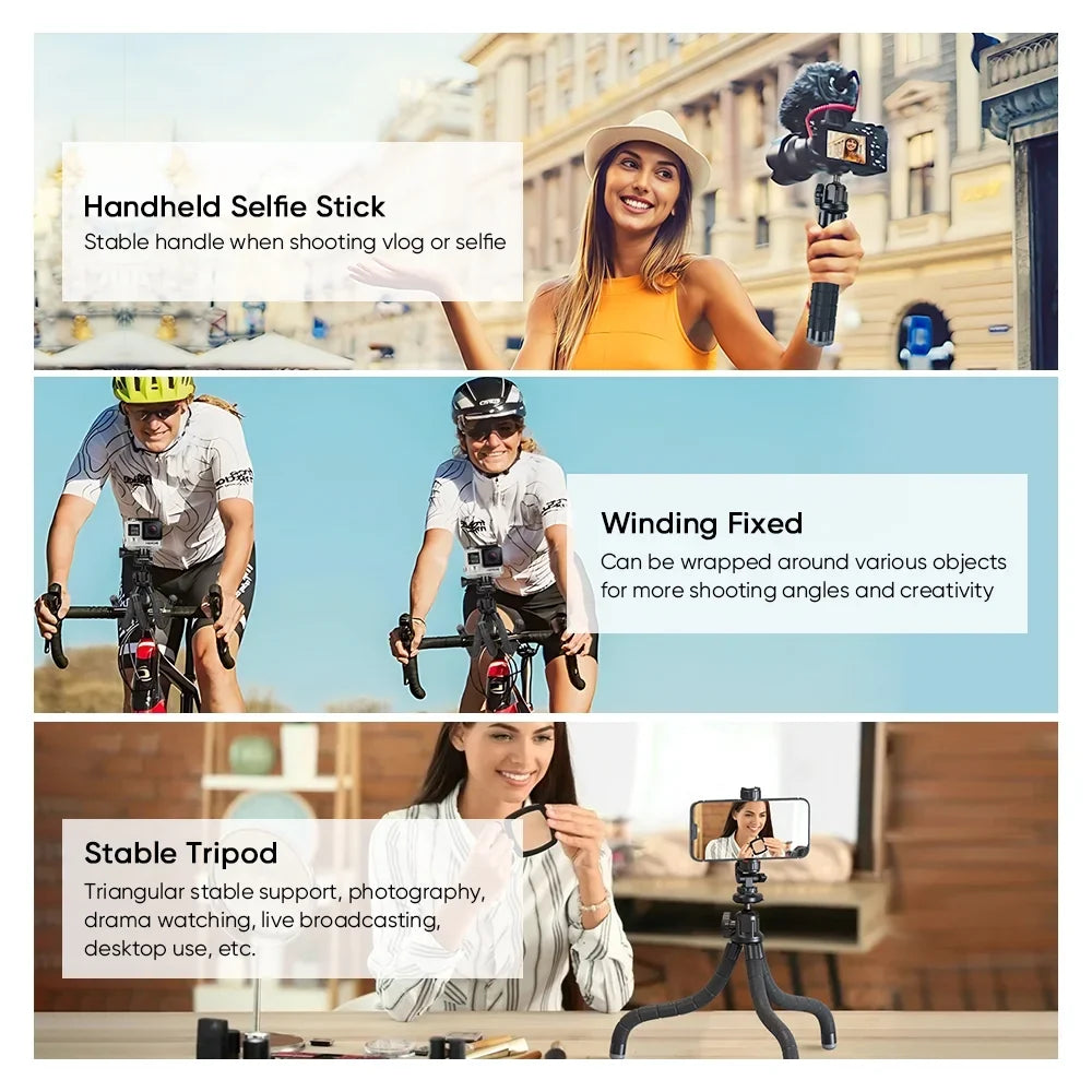 APEXEL Portable Flexible Octopus Tripod Extendable Mini Phone Stand 360 Rotation Shooting for Phone DSLR Gopro Live Streaming